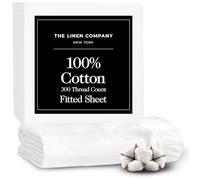 100% Pure Cotton, 300 TC Split King Fitted Sheets - Hotel Quality Crisp Percale Sheets, Skin Friendly & Breathable - Snug Fit Technology 4 Corner Straps for Zero Bunching - White