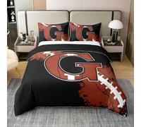 100% Pure Cotton Boys Rugby Duvet Cover Set King for Kids Boys Football Sports Games Competition Bedding Set Chic Fashion Initial G Comforter Cover with 2 Pillowcases,Not Comforter