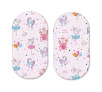 100% Pure Cotton Moses Basket Sheets Pack of 2 - Soft, Cozy, Breathable Base Cassandra Fitted Sheets - Anti-allergic Pram Sheets - Baby Pink - Fairy Tales Pattern - 81 x 41 cm