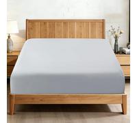100% Pure Cotton Twin XL Fitted Sheet for Adjustable Bed Split King 1 Pack, 15" Deep Pocket 600 Thread Count Bottom Sheet for Home & Hotel (Gray, Twin XL/Split King 1 Pack)