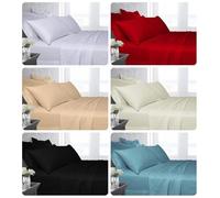 100% Pure Egyptian Cotton Flat Bed Sheet Super King - 250 Thread Count Premium Sateen Strips Red Flat Sheets - Hotel Quality Flat Bedding Sheet