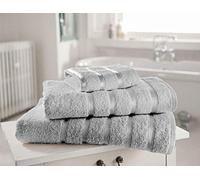 100% Pure Egyptian Cotton Hotel Quality Super Soft Thick Absorbent Quick Dry Kensington Satin Stripe Towels - Hand Towel, Bath Towel, Bath Sheet (Silver, Hand Towel - Pack 4)