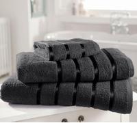 100% Pure Egyptian Cotton Hotel Quality Super Soft Thick Absorbent Quick Dry Kensington Satin Stripe Towels - Hand Towel, Bath Towel, Bath Sheet (Dark Grey, Bath Towel - Pack 4)
