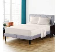 100% Pure Egyptian Cotton Luxurious Fitted Sheet 25cm Deep Pocket Soft and Breathable 200 Thread Count Hotel Quality Fitted Bedding Sheets (Cream, Double)