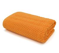 100% Pure Egyptian Cotton Towels Super Absorbent 550gsm Chevron Zig Zag (Hand Towel, Orange)