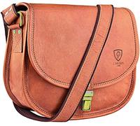 100% Pure Genuine Real Vintage Vegetable Tanned Leather Handmade Mens Womens Leather Flapover Everyday Cross Body Shoulder Work iPad Messenger Bag (Brown)