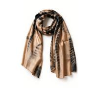 100% Pure Habotai Silk Scarf for Women, Long Thin Lightweight Shawl and Wrap for Summer Beach Spring, Autumn, Hand Tied Dyed, Beige and Black Marble Colour