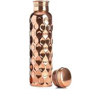 100% Pure Hammered Copper Travel Water Bottle - Ayurvedic Health Benefits (Diamond)