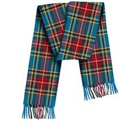 100% Pure Lambswool Tartan Scarf for women and men - 60x12" Unisex winter long soft warm - Blue Check scarves - Brushed wool - Mothers day, Gift for Christmas (Macbeth Tartan)