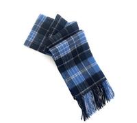 100% Pure Lambswool Tartan Scarf for women and men - 60x12" Unisex winter long soft warm - Blue Check scarves - Brushed wool - Mothers day, Gift for Christmas (Clark Tartan)