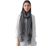 100% Pure Linen Multicolor Ikat Weave Large AIRY Light Pashmina Stole Scarf WRAP FINE 70 Count Linen (Black)