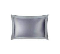 100% Pure Mulberry Silk 26 Momme Charmeuse Silk Pillowcase Oxford Border With Cotton underside stop Slipping to fit 50cm x 75cm plus Frill- 1pc Hypoallergenic- RRP £45 (Stunning Grey Blue)