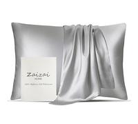 100% Pure Mulberry Silk Pillowcase for Hair and Skin, 25 Momme 6A+ Grade Silk Pillow Cases with Hidden Zipper, Both Sides Silk Pillow Cover, Anti Aging Acne Free (King, Silver Grey, 1pc)