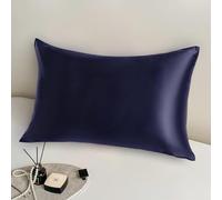 100% Pure Mulberry Silk Pillowcase for Hair and Skin,Both Sides Grade 6A Natural Silk Pillow Cases with Hidden Zipper,600 Thread Count,Soft and Health,1pc(Standard 20"x26",Navy Blue)