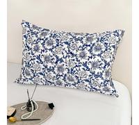 100% Pure Mulberry Silk Pillowcase Queen Size for Hair and Skin,Navy Blue Real Silk Pillow Cases with Zipper,Soft and Cooling,Both Sides Natural Slip Silk,Floral Print,1pc (20"x30",Pattern6)