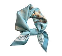 100% Pure Mulberry Silk Square Scarf for Hair-27''x27''- Women Silk Neckerchief Head Wrap Scarf, Blue Fashion, Medium