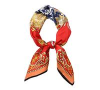 100% Pure Mulberry Silk Square Scarf for Hair-27''x27''- Women Silk Neckerchief Head Wrap Scarf(Red with White), Red With White, S