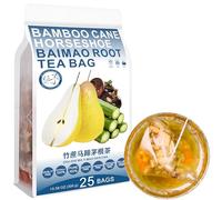 100% Pure Natural Herbal Tea, Bamboo cane Horseshoe Baimao Root Tea Bag, 300g/10.58oz (12g*25bags), 竹蔗马蹄茅根茶, Water Chestnut, Snow Pear, Licorice, Carrot, Caffeine Free, No Additives, Non-GMO