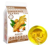 100% Pure Natural Herbal Tea, Dried tangerine peel Ginger rice Tea Bag, 250g/8.81oz (5g*50bags), 陈皮姜米茶, Brown Rice, Caffeine Free, No Additives, Non-GMO