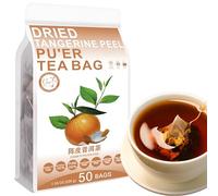 100% Pure Natural Herbal Tea, Dried Tangerine Peel Pu'er Tea Bag, 200g/7.05oz (4g*50bags), 陈皮普洱茶, Puer Tea, Orange Peel, Caffeine Free, No Additives, Non-GMO