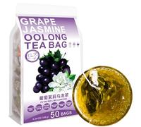 100% Pure Natural Herbal Tea, Grape Jasmine Oolong Tea Bag, 150g/5.29oz (3g*50bags), 葡萄茉莉乌龙茶,Herbal Tea, Flower Tea, Refreshing Fruit Tea, Flavored Refreshing Tea Bags, No Additives, Non-GMO