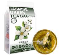 100% Pure Natural Herbal Tea, Jasmine Green Tea Bag, 150g/5.29oz (3g*50bags), 茉莉花绿茶, Jasmine, Low Caffeine, Floral Aroma & Flavor, No Additives, Non-GMO