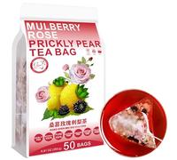 100% Pure Natural Herbal Tea, Mulberry Rose Prickly Pear Tea Bag, 250g/8.81oz (10g*25bags), 桑葚玫瑰刺梨茶, Poria Cocos, Black Wolfberry, Lemon, Lily, Caffeine Free, No Additives, Non-GMO