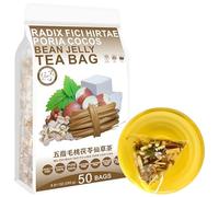 100% Pure Natural Herbal Tea, Radix Fici Hirtae Poria cocos Bean Jelly Tea Bag, 250g/8.81oz (5g*50bags) 五指毛桃茯苓仙草茶 Tartary buckwheat, Coix seed, Poria cocos, Caffeine Free, No Additives, Non-GMO