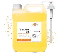 100% Pure Organic Sesame Oil - Cold-Pressed, Natural Skincare and Haircare, Certified Organic, Perfect for Ayurveda Massage - 2000 ml (67.6 fl oz)