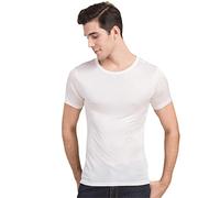 100% Pure Silk Men's Undershirts Male Short Sleeve Shirts Men Casual Tee Shirt Man O-Neck T-Shirt Man's Solid Undershirt white XL