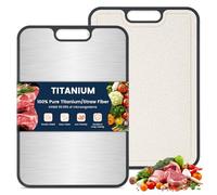 100% Pure Titanium Chopping Board for Kitchen, Double Sided Extra Large Cutting Board with Juice Groove, Non-Slip, Non-Toxic, Wheat Straw PP, Dishwasher Safe for Meat, Fruit