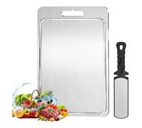 100% Pure Titanium Cutting Board for Kitchen - Dishwasher Safe Metal Chopping Board with Handle, Reversible Double-Sided for Meat Vegetables Fruits + Free Knife Sharpener Included