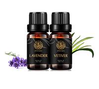 100% Pure Vetiver Essential Oils Set, Therapeutic Grade Lavender Aromatherapy Essential Oils Fragrance Kit for Diffuser, 2x10ml Aromatherapy Vetiver Lavender Scented Oils Set for Humidifier, Home