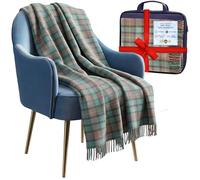 100% Pure Wool Knee blankets for elderly, Adults - 74x31" - Scottish tartans - Fringed edges, check Cosy sofa throws - Reading, Wheel chair, Travel - winter Blanket (Fraser Hunting Ancient Tartan)
