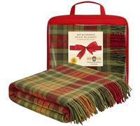 100% Pure Wool Tartan Blankets for beds, Sofa throws - Buchanan Autumn Tartan - warm large size 74x62 Inches, Fringed edges - Scottish plaid check Soft Cozy Rug - Mothers day, Wedding gifts