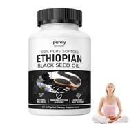 100% Purely Nutrient Ethiopian Black Seed Oil Capsules, 2026 Black Seed Oil Organic Cold Pressed, 120 Double Strength Capsules, Natural Ingredients for Men and Women (1 Bottle)