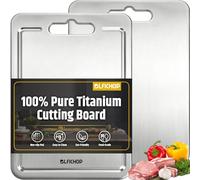 100% PureTitanium Cutting Boards with Juice Groove, Non-Toxic Chopping Boards for kitchen Double-Sided Metal Cutting Borad Meat, Vegetables and Fruits, Dishwasher Safe, Grey（18 * 12in）
