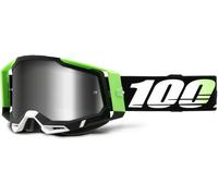 100% Racecraft II Kalkuta Motocross Goggles, black-white-green for Men