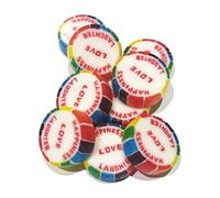 100 Rainbow HAPPINESS LOVE LAUGHTER wrapped rock candy sweets Pink Lemonade Flavour - suitable for vegans