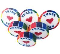 100 Rainbow THANK YOU wrapped rock sweets with a red heart in Mango Passion Cheesecake Flavour - suitable for vegans