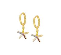 100% Real Hoop Earrings For Women Round Earring Star Color Zircon Pierced Cartilage Earings Jewelry