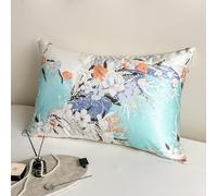 100% Real Mulberry Silk Pillowcase for Hair and Skin with Zipper,Health,Skin-Friendly,Cooling Both Sides Grade 6A Pure Silk Bed Flower Pillow Cases,Floral Print,1pc(Standard Size 20"x26",Pattern2)