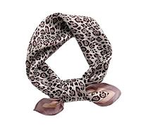 100% Real Mulberry Silk Women Small Square Neck Scarfs 21" Lightweight Headscarf Printed Neckerchief Gift Packed, Leopard Fashion, S
