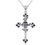100% Real Rose Cross Pendant Necklaces For Women Fashion Jewelry