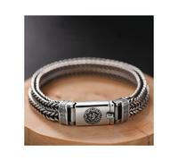 100% Real Solid S925 Silver Hand-woven Heavy Bracelet Men's Retro Bracelet Personality Vintage Jewelry
