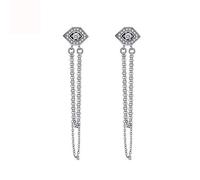 100% Real Sterling Drop Earrings Long Tassel Chain Women Earrings Fashion Elegant Chain Tassel Jewelry