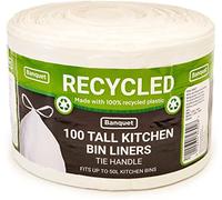 100 Recycled Tie Handle Tall Kitchen Bin Liners (Fits up to 50L Kitchen Bins) by Banquet