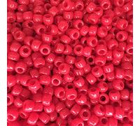100 Red Opaque 9x6mm Pony Craft Beads - Official The Beadery USA Barrel Plastic Beads