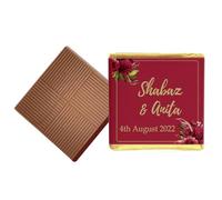 100 Red Theme Personalised Chocolate Wedding Favours (Plain Mint)