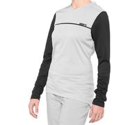 100% Ridecamp Ladies Long Sleeve Bicycle Jersey, light grey/black, size M
